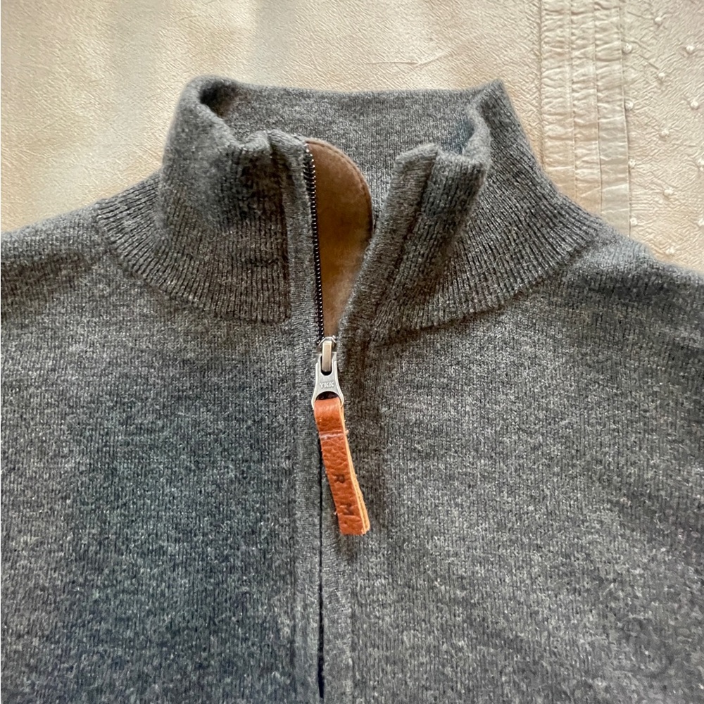 R.M. Williams Men's 100% Wool Heather Gray Quarter-Zip Sweater size M - Picture 4 of 8